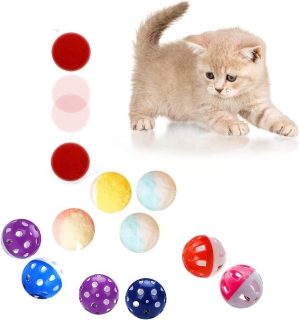 QIODAZOO 12PCS Cat Toy Balls, 6 PCS Cat Bell Ball and 6 PCS Cat Soft Ball for Kitten, Cat Interacitve Indoor Colorful Toy (Random Color)