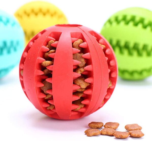 RFH Pets Treat Dispenser Dog ball helps with Dental Care and Tooth Hygiene / Helps Improve IQ and with Boredom / For tough chewers / Nontoxic, Red & Green