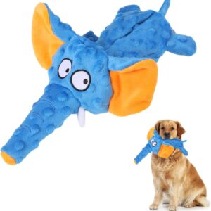 Radsocken Squeaky Plush Dog Toy, Soft Blue Elephant Dog Toys, No Stuffed Puppy Toy with Crinkle Paper, Pet Interactive Toy for Small Medium Dog Gifts Playing Training