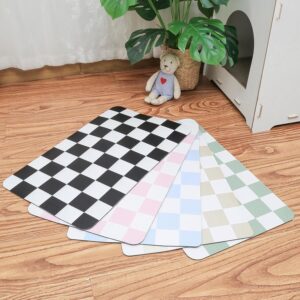 Ralxion Checkered Dog Feeding Mat, Absorbent Mats for Dog Food and Water Bowl, Dispenser, Modern Aesthetic Black White Checkerboard Pet Placemat for Dogs, Cats, Puppy Accessories, 12" X19”