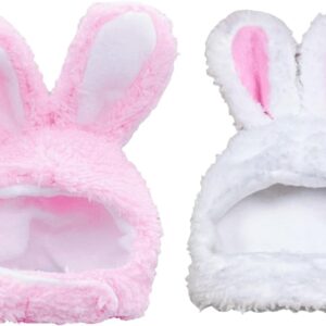 RmKbe 2 Pieces Easter Pet Bunny Hat Pet Plush Hat Cute Funny Easter Rabbit Hat Party Costume Pet Accessories Supplies for Dogs Cats