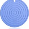 Rumyve Pet Round Silicone Placemat Solid Color Food Mat Bowl Mat,Waterproof Non-slip Round Dog Bowl Mat Floor, Pet Supplies（Blue)