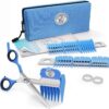 SCAREDY CUT Silent Pet Grooming Kit for Dog, Cat and All Pet Grooming - A Quiet Alternative to Electric Clippers for Sensitive Pets (Left-Handed Blue)