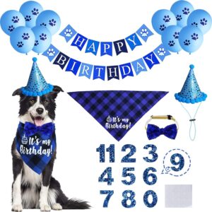 STMK Dog Birthday Party Supplies, It's My Birthday Dog Birthday Bandana with Cute Dog Birthday Party Number Hat Bowtie Paw Balloons Dog HAPPY BIRTHDAY Banner for Dog puppy Birthday Party Supplies