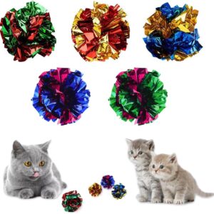 SYEYCW 20 Pcs Cat Crinkle Ball Toys, Colorful Cat Toy Balls Cat Play Toy, Lightweight and Multicolor, Cat Interactive Toys, Indoor Cats Interactive Ball Toy, for Kittens and Adult Cats, Random Color