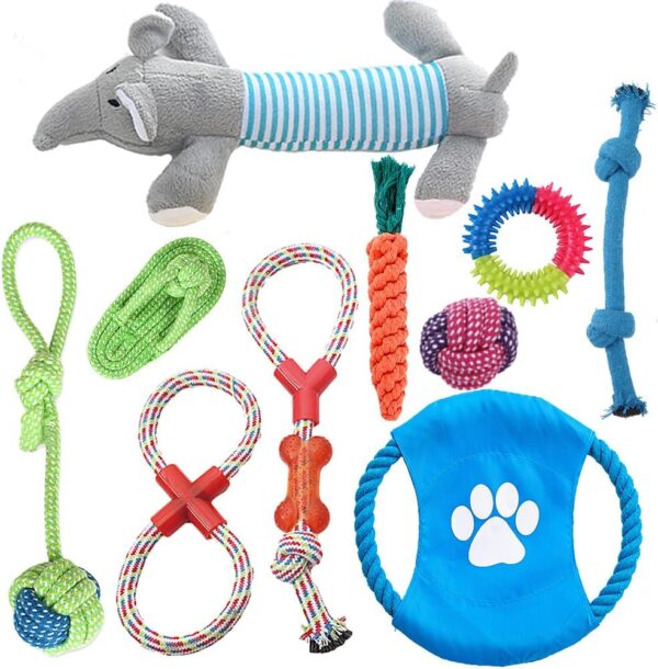 Speedy Panther 10Pcs Dog Rope Toys for Large Dogs, Dog Squeaky Doys From 8 Weeks Small Dog, Puppy Teething Chew Toys Natural Cotton Dog Tug Toys for Small Mediuem Large Dogs