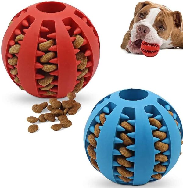 Speedy Panther 2Pcs Dog Treat Dispenser Ball Toy Interactive Dog Toys for Boredom Teeth Cleaning Chew Toy Rubber Ball for Puppy Small Dogs (S)