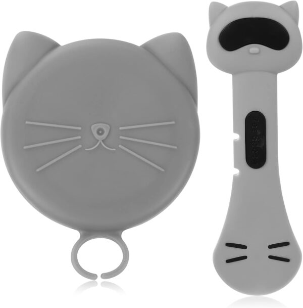 TOYMIS Dog Food Can Cover Set, Pet Food Can Lids Dishwasher Safe Universal Dog Cat Food Can Lid Covers with Food Mixing Spoon Silicone Can Lids Pet Food Can Supplies (Grey)