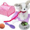 The New York Doll Collection Plush Puppy Dog Accessories Toy Play Set for Kids, Pretend Dog Toy Playset Includes Bed, Carrier, Toy Dog Collar & More, Pet Toy fits 18 Inch Dolls