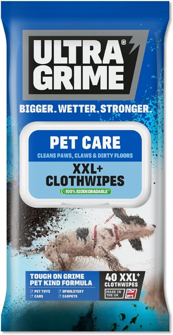 UltraGrime Pet Cleaning Wet Wipes 40 Thick Wipes - Pet Wipes Dog Cleaning Wipes - Cat Wipes - Pet Wipes For Cats - Puppy Wipes Clean Paws Dog Paw Wipes Dog Wipes For Smelly Dogs Grooming