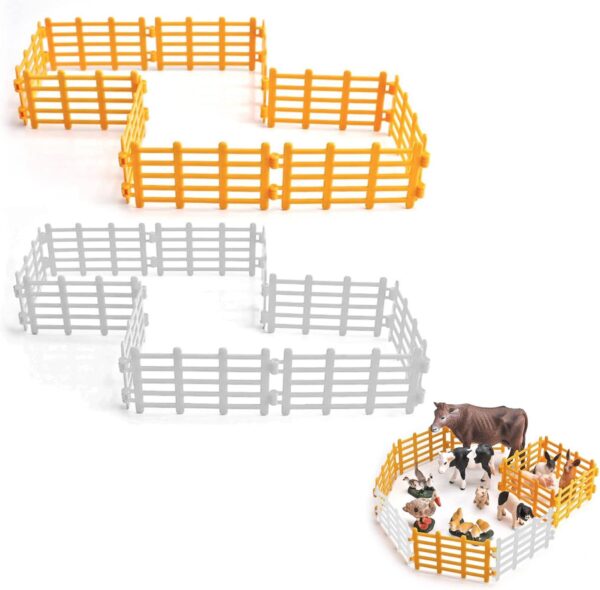 Uoeo 40 Pcs Farm Fence Toys Plastic Wooden Corral Fence Toys Horse Corral Accessories Playset Plastic Garden Fence Toys for Farm Barn Paddock Horse Stable,Farm Animal,Cake Toppers