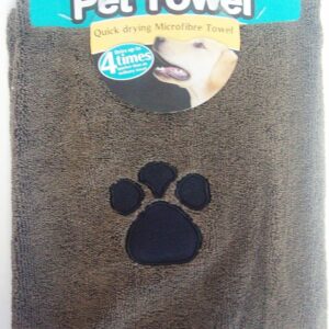 World of Pets Super Absorbent and Quick Dry Microfibre Pet Towel 100X60 Brown