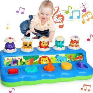 Yerloa Interactive Pop Up Animals Toy with Music & Light, Animal Sound, Baby Toys 12-18 Months, Cause and Effect Toys for 1 Year Old Boy Girl Toddler Toys Age 1-2 Baby Musical Toys