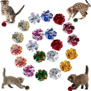 cobee 20 PCS Large Cat Crinkle Ball Toys, 6 cm Colorful Cat Toy Balls Interactive Kitten Play Toy Crinkle Balls Cat Toy for Indoor Cat