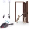 cobee Hanging Cat Toys, Interactive Cat Toys for Indoor Self-Play Cat Bouncing Mice Toys with Adjustable Elastic Rope Doorway Kitten Chasing Hanging Mouse Toys with Bells for Hunt Exercise, 2 Pack