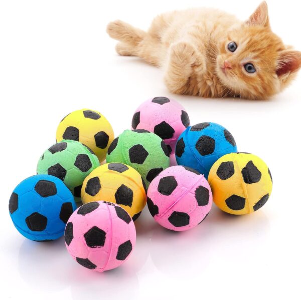 cobee Sponge Cat Balls Toy, 10 Pieces 4 cm Large Cat Toy Balls Foam Soccer Toy Balls Activity Cat Play Toy Interactive Ball Toy for Indoor Cat Kitten