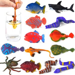 goosow 12 PCS Colour Changing Sea Animal Toys,Change Colour Ocean Animals,Floating Fish Bath Toys for Kids,Sea Creatures Themed Party Supplies,Easter Egg Fillers,Goodie Bags Fillers,Carnival Prizes