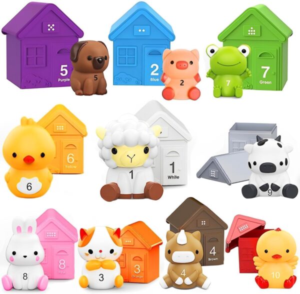 utosday Farm Animal Toys for 3 4 5 Year Olds, Montessori Learning Toys with 20Pcs Farm Animals Barn Toy for Counting, Matching & Sorting, Fine Motor Games for Toddlers Gift for Girls Boys