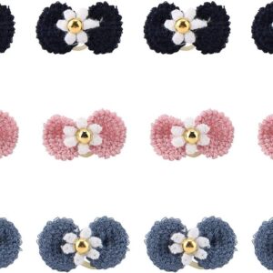 yizhichun 12 Pcs Dog Hair Bows with Rubber Bands Elastic Pet Hair Ropes Bowknot Shape Dog Hair Bands for Dog Puppy Hair Accessories