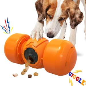 Interactive Dog Toys, Funny Giggle Dog Puzzle Toy, Rolling Treat Dispenser Dog Food Slow Feeder Toys Keep Busy Reduce Boredom Enrichment Toys for Medium Large Dogs,Orange