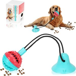 Interactive Dog Toys for Aggressive Chewers,Puppy Teething Toys for Boredom,Mentally Stimulating Tug of War Training Toy, Puzzle Treat Food Dispensing Teeth Cleaning sound Ball for Small Dogs