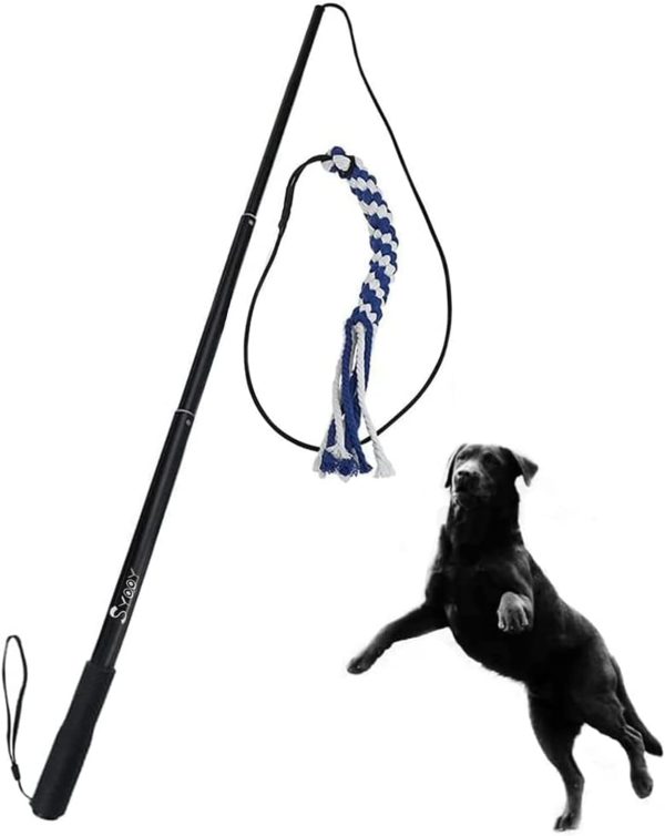 Flirt Pole for Dogs,Interactive Dog Toys Durable Teaser Wand with 1 Fleece Rope Toy Dog Flirt Pole for Chase and Tug of War Toy for Large Medium Dogs Outdoor Exercise & Training