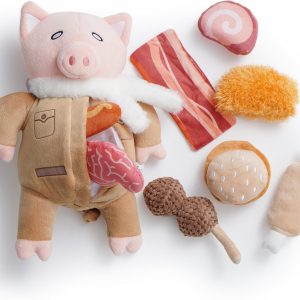 Nocciola 9 in 1 Pig Dog Toys: Funny Squeaky Stuffed Dog Chew Toys for Small Medium Breed, Plush Puzzle Training Pet Toys, Hide and Seek Mental Stimulation Anxiety Relief, Keep Dogs Entertained