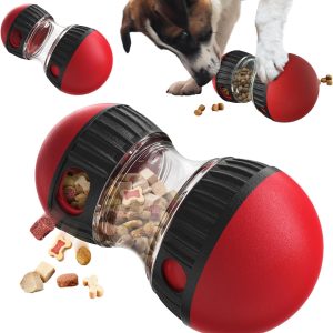 2Pack Dog Food Dispenser Puzzle Toys Adjustable Treat Dispensing Ball Slow Feeder Bowls Puppy Enrichment Toy Ball Dog Interactive Chase Training Toys Pet Gift for Small Medium Large Dogs