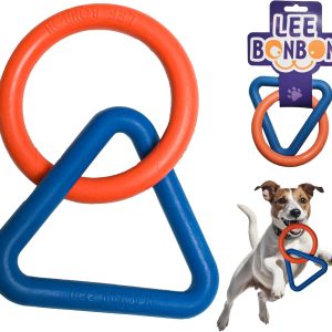 Interactive Durable Dog Chew Toys for Aggressive Small Medium Large Breed Chewers Indestructible Rubber Scented Chewing Triangle Ring Pull Dog Toys for Teething Training or Boredom