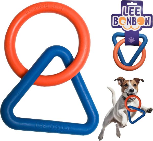 Interactive Durable Dog Chew Toys for Aggressive Small Medium Large Breed Chewers Indestructible Rubber Scented Chewing Triangle Ring Pull Dog Toys for Teething Training or Boredom