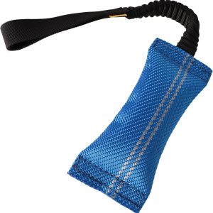 Dingo fire Hose tug Toy for Dog with Strong Bungee Shock Tugger, Long Toy for Dog Training, Agility Sport, tug of war, Handle 11-19in Blue 15670