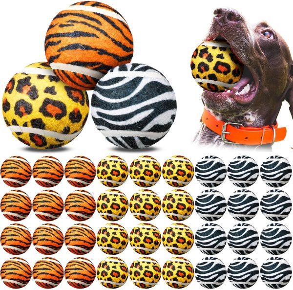 Libima 36 Pcs Summer Dog Tennis Balls 2.5 Inches Toy Ball for Small Medium Large Dogs Leopard Print Durable Teething Chew Toys for Aggressive Dogs Funny Exercise Training Catching, 3 Styles