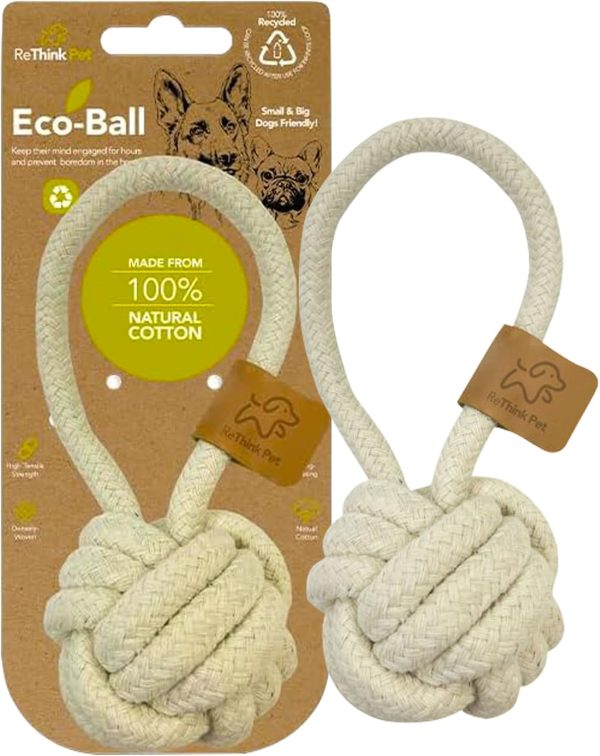 Eco Cotton Rope Ball Dog Toy, Natural Cotton Dog Toy & Ball Rope Toys for Dogs, Rope Toy for Big & Small Dog, Densely Woven & Durable Dog Training Toys