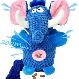 Dog Toys Puppy Toys Cute Pet Toys Squeaky Elephant Dog Toy with Crinkle Paper Plush Dog Stuffed Animals Chew Toy with Cotton Rope Dog Toys to Keep Them Busy for Small Medium Large Dogs (Blue)