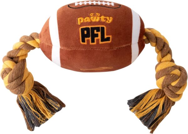 PAWTY Football - Plush Football Interactive Dog Toy - Durable Tug Rope for Tug Fetch with Squeaker - Aggressive Chewer for Teething Puppy - Sports Ball for Small Medium Pet Training Birthday Gift