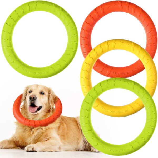 Jenaai 4 Pack Dog Toy Dog Training Ring for Outdoor Aggressive Durable Dog Chewers Fetch Toys Flying Disc Floating Dog Ring for Large Medium Dogs Training and Teeth Cleaning(11.81 Inch)