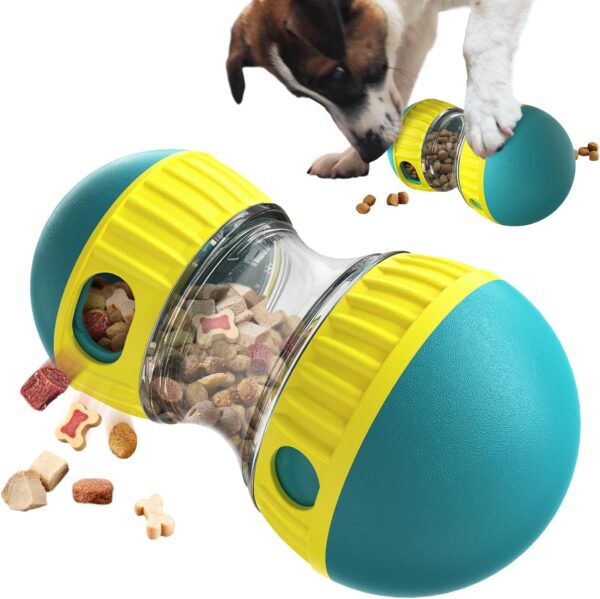 Dog Puzzle Toy Adjustable Treat Dispensing Ball Food Dispenser Tough Slow Feeder Puppy Enrichment Training Toy Pet Interactive Chase Toys for Small Medium Large Dogs to Keep Them Busy