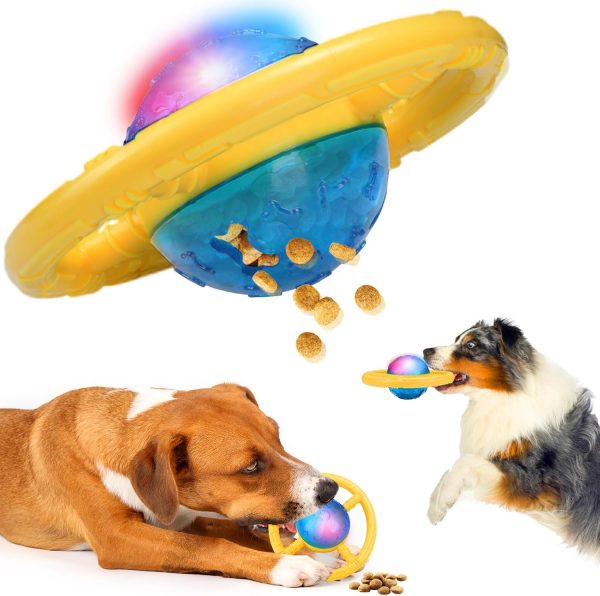 BABORUI Dog Toys for Aggressive Chewers, 3 in 1 Interactive Dog Toy for Treat Dispensing, Flashing Steering Wheel Dog Toy for Small/Medium/Large Dogs Training/Playing/Teeth Cleaning