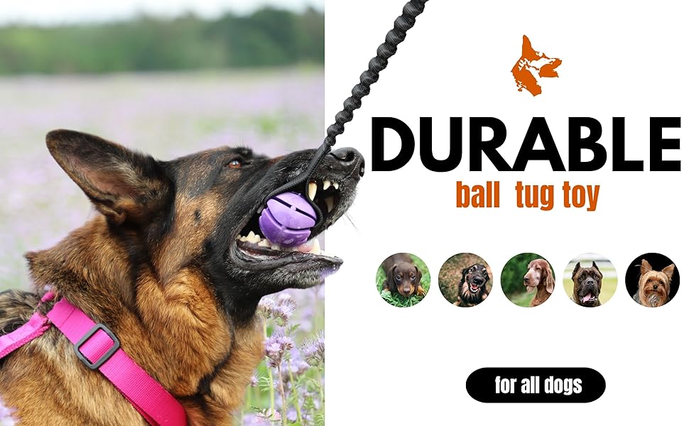 rubber ball tug toy for dog