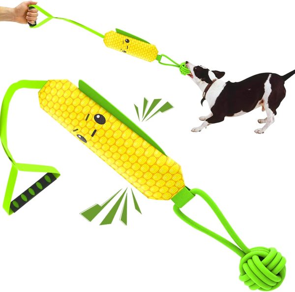 ETIAL Interactive Dog Tug Toy,Indestructible Dog Toys for Aggressive Chewers,Tough Squeaky Dog Rope Toys for Training,Tug of War Dog Toy Balls for Medium & Large Dogs (Corn)