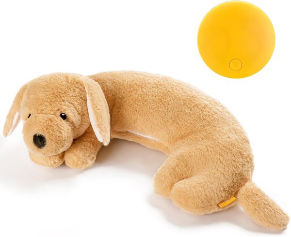 Heartbeat Puppy Toy Heartbeat Stuffed Animal for Dog Anxiety Relief and Calming Aid, Dog Heartbeat Toy for Puppy Sleep Aid Crate Training, Puppy Essential Puppy Needs, Golden