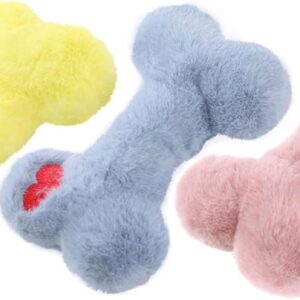 Interaction Dog Toy for Pet Plush Toy Bone 3PCS Squeaky Toy Soft Teething Toy Dogs Entertainment Toy Pet Supplies