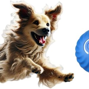 Interactive Rolling Dog Ball, Dog Toys 2.2 inch, Dog Enrichment Balls, Automatic Rolling Ball, Training Pet Toys, Durable Active Rolling Ball, Moving Bouncing Rotating Ball for Small/Medium Dogs, Blue