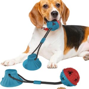 Jenilily Interactive Dog Toys for Aggressive chewers, Tug of War Toy Chew Ball Rope Suction Cup Puppy Training Toy Treats Toothbrush Boredom Puzzle Pet Food Dispensing