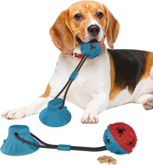 Jenilily Interactive Dog Toys for Aggressive chewers, Tug of War Toy Chew Ball Rope Suction Cup Puppy Training Toy Treats Toothbrush Boredom Puzzle Pet Food Dispensing