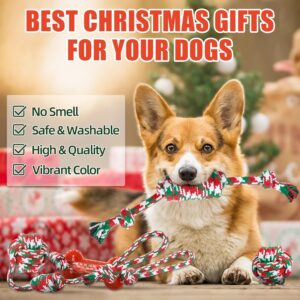 HETOO Christmas Dog Toys, Indestructible Dog Rope Chew Toy Set, Tough for Puppy Small Medium Aggressive Chewers Dogs Training Playing Teething Cleaning, 5 Pack