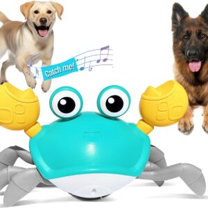 HONGID Crawling Crab Dog Toys,Escaping Crab Dog Toy with Obstacle Avoidance Sensor,Interactive Dog Toys with Music Sounds & Lights for Dogs Cats Pets,Christmas Toy Gifts for Puppy/Small/Medium Dogs