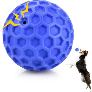 Indestructible Squeaky Dog Ball, Relieves Anxiety, Cleans Teeth, Interactive Chew Toy for Aggressive Chewers, Dog Toy for Large Breeds, Outdoor Waterproof