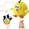 Interactive Dog Toys, Squeaky Dog Toys, Bouncing Interactive Dogs Ball for Boredom, Durable Chewing Chicken Stuffed Animal Plush Toy, Active Self Moving Ball with Music, Rechargeable & Washable