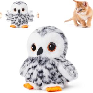 Potaroma Flapping Owl Cat Toys (No Flying), Lifelike Bird Chirp, Rechargeable Touch Activated Kitten Toy, Interactive Catnip Kicker Exercise Toys 4.0" for All Breeds